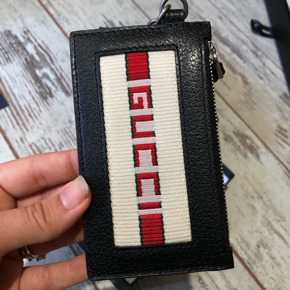 NEW Gucci stripe leather card case - Picture 2 of 3